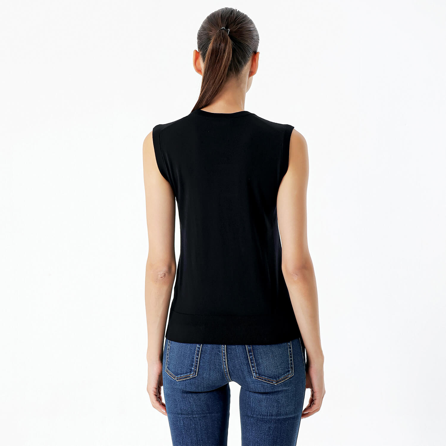 Dolce&Gabbana - Black Knitted Sleeveless Silk Tshirt